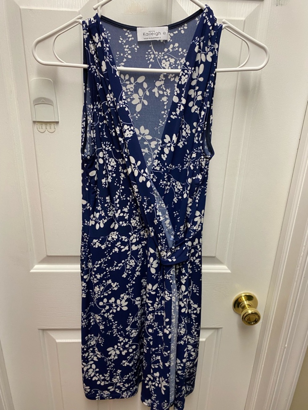 Kaileigh Navy and White Floral Wrap Dress
